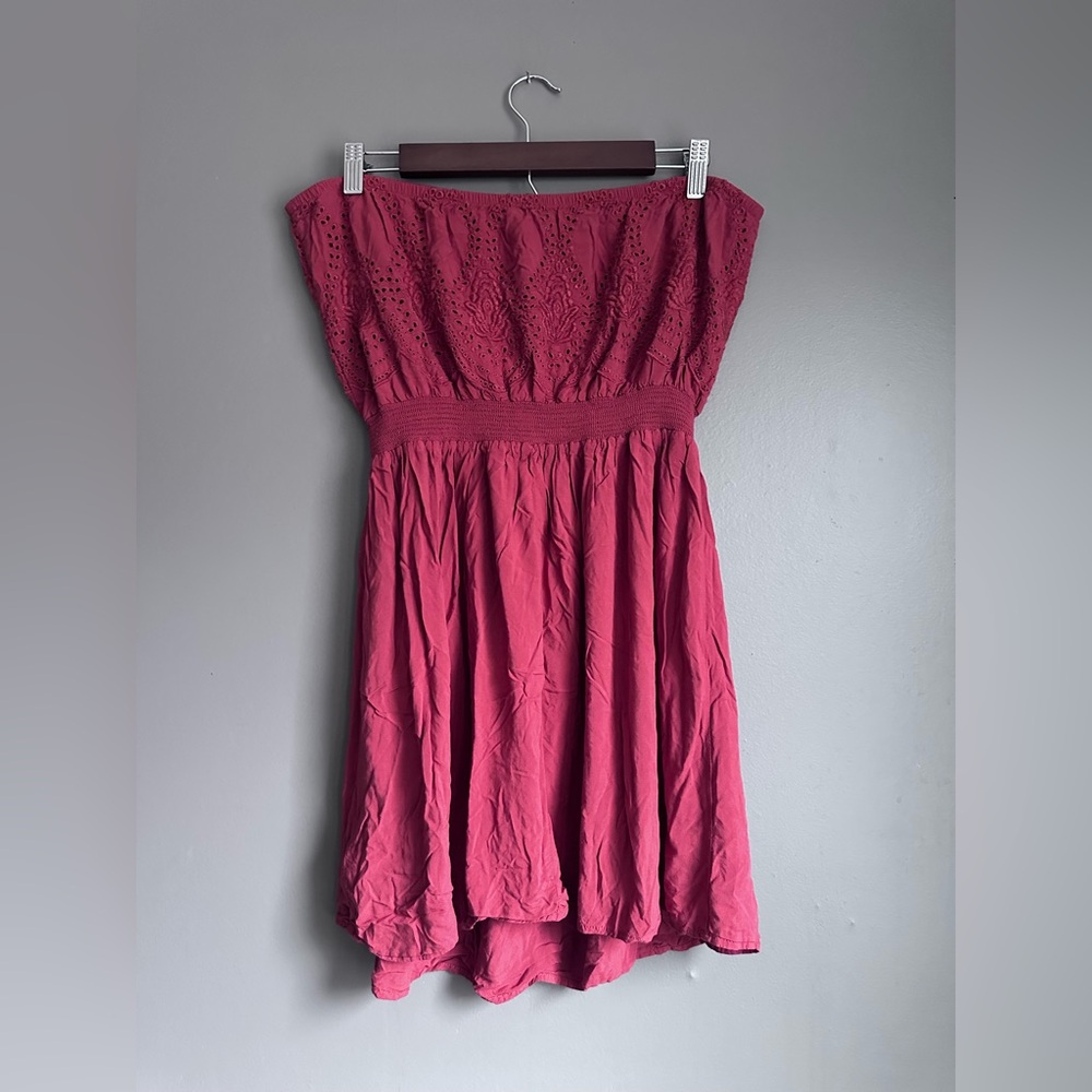 Forever 21 Strapless Flowy Mini Dress Women’s 2X Rust Burnt Orange Red Boho Tub - Picture 3 of 10